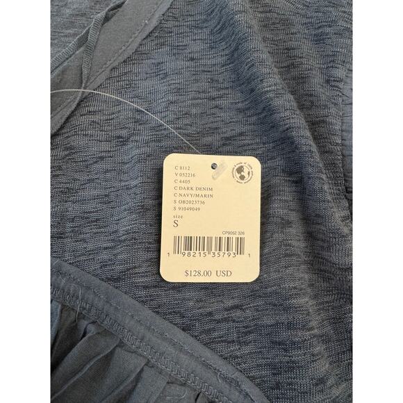 Free People Sleeveless Navy Ruffle Top Flowy NWT Boho Tank Blouse Small $128 - Picture 7 of 11